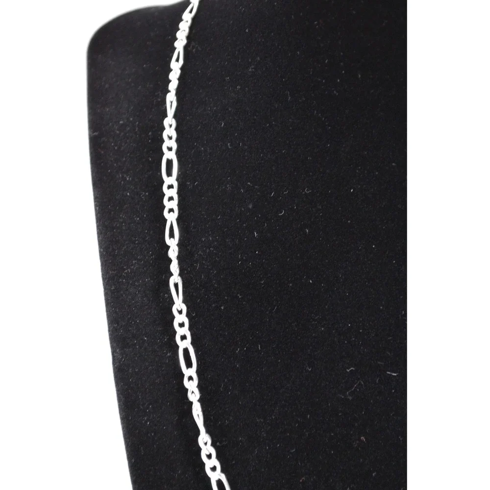 New Jordan Blue‎ Men's Sterling Silver Figaro Chain Necklace 19.5